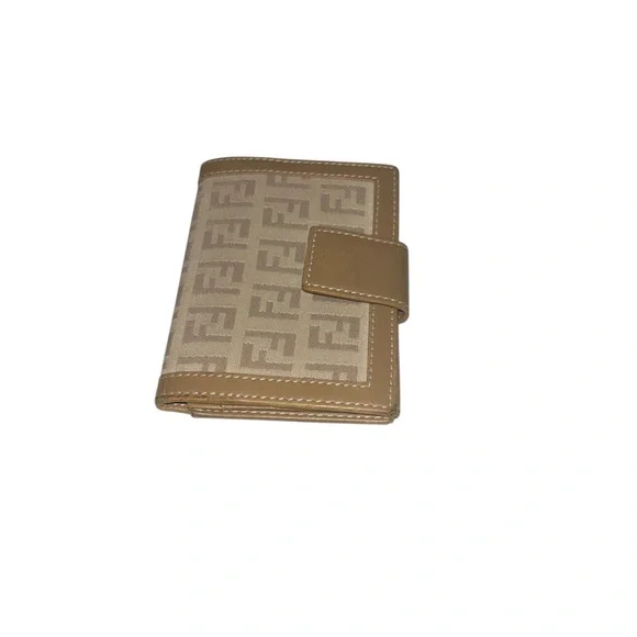 Fendi Cloth & Leather Tan Wallet EUC